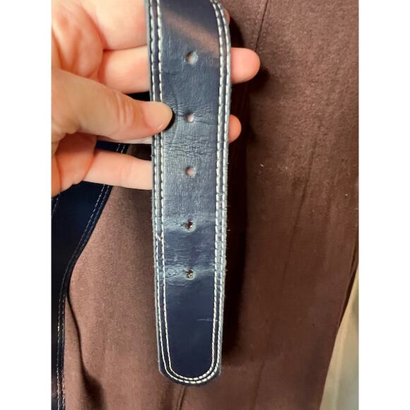 belt navy white stitching mod vintage - Picture 10 of 11